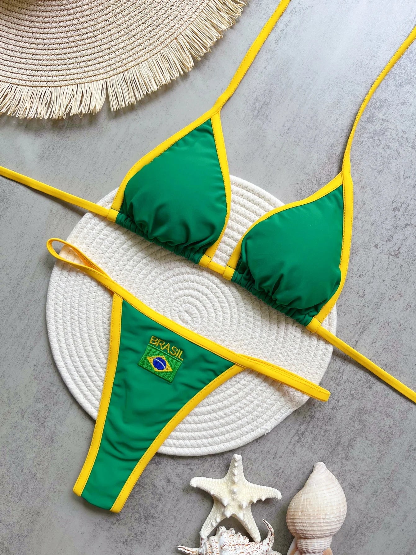 brasil bandeira contraste split bikini