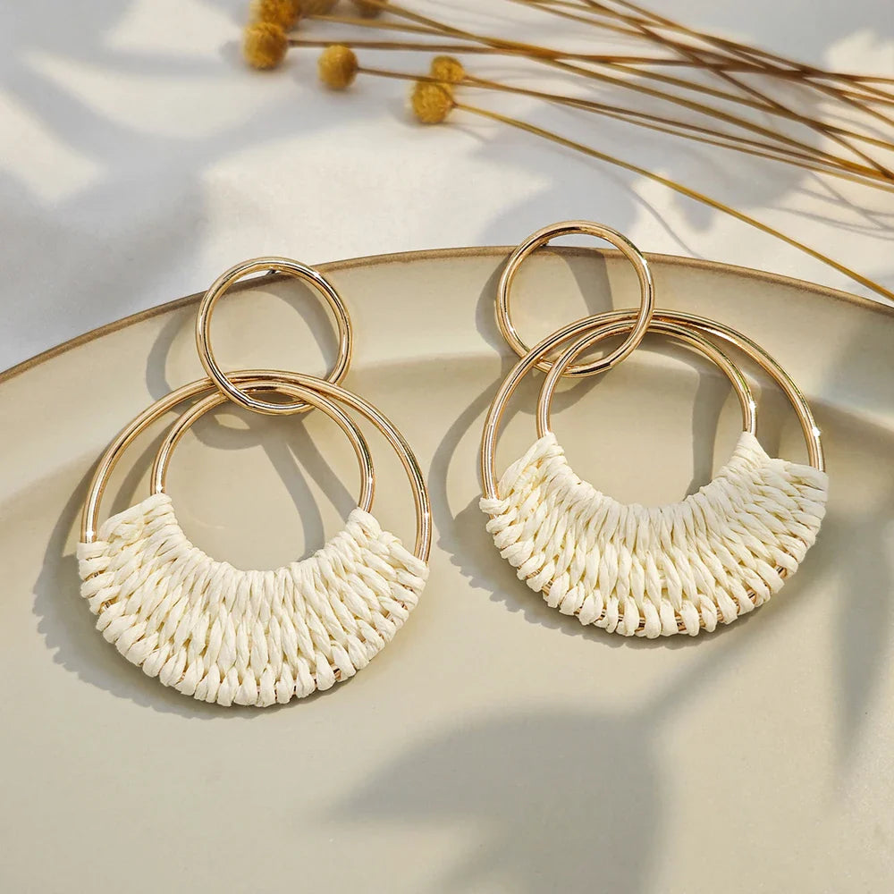 Boho Hoop Brincos para Mulheres, Bohemia, Verão, Praia