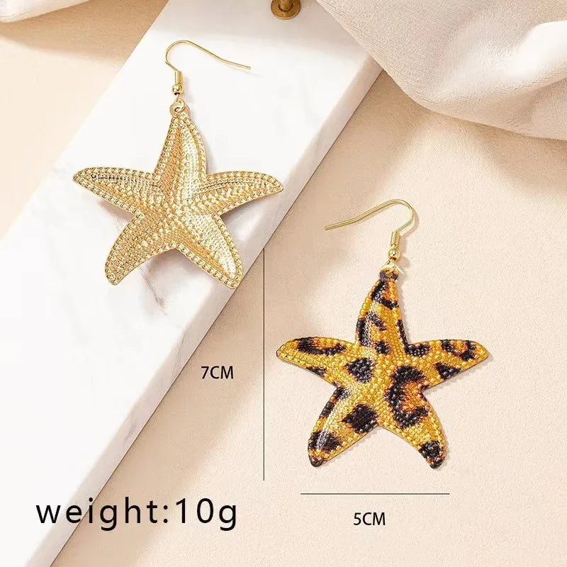 Brincos vintage com concha estrela do mar para mulheres