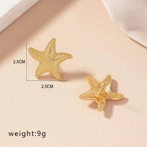 Brincos vintage com concha estrela do mar para mulheres