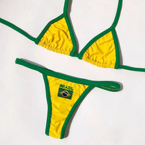 brasil bandeira contraste split bikini