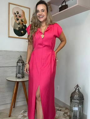 Vestido Fenda Longo em Viscose