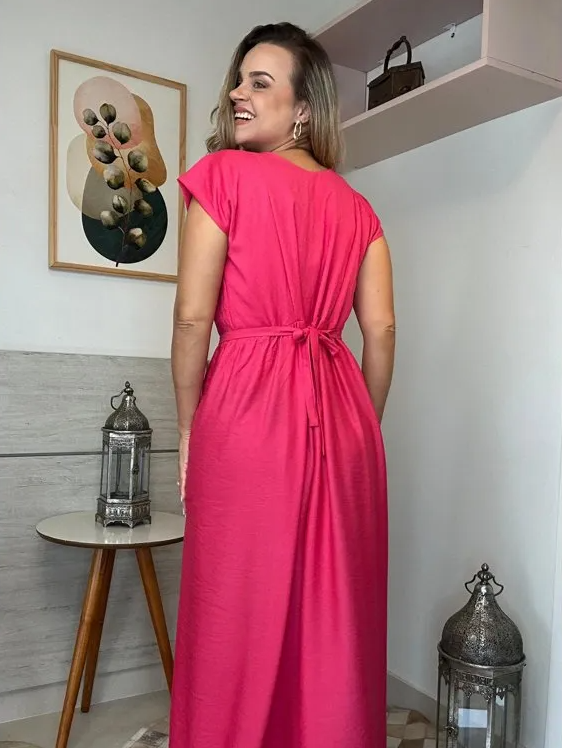 Vestido Fenda Longo em Viscose