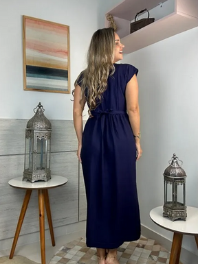 Vestido Fenda Longo em Viscose