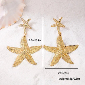 Brincos vintage com concha estrela do mar para mulheres