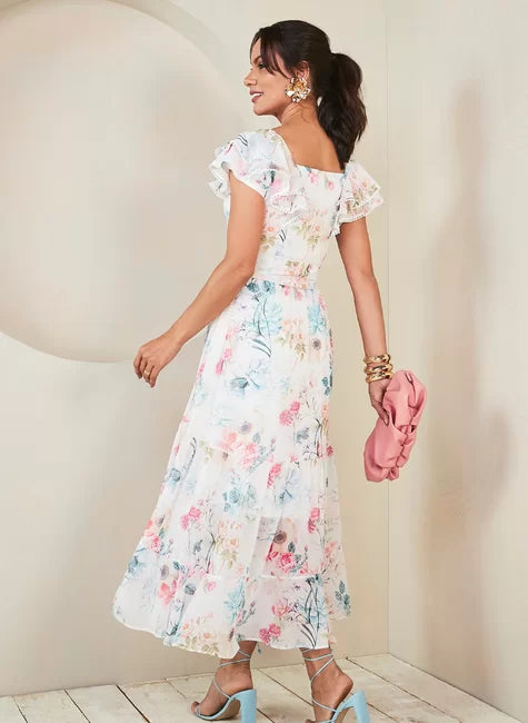 Vestido Crepe Floral Ester